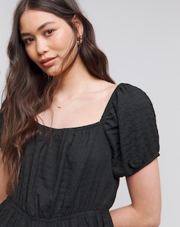 Simply Be Black Short Sleeve Textured Top