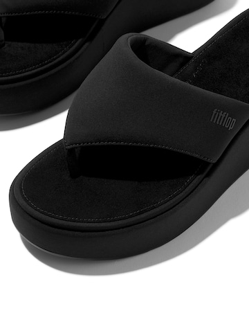 FitFlop Black Platforms Wedge Toe-Post Sandals - Standard Fit (D)