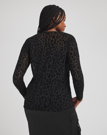 Black Leopard Burn Out Top
