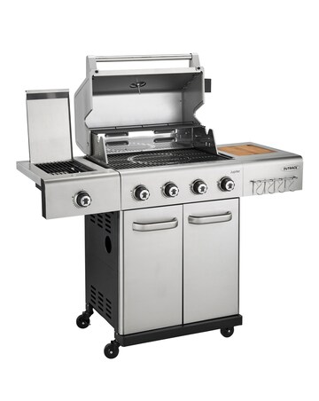 Outback Jupiter 4 Burner Stainless Steel Hybrid BBQ with Chopping Board