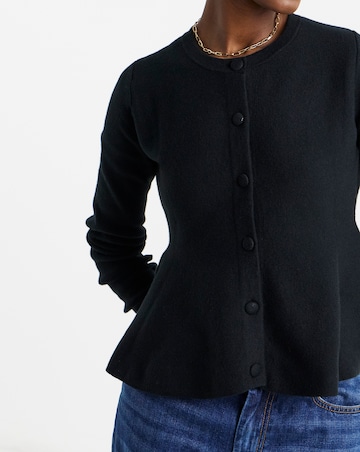 Round Neck Peplum Cardigan