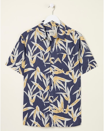FatFace Palm Print Short Sleeve Shirt - Black