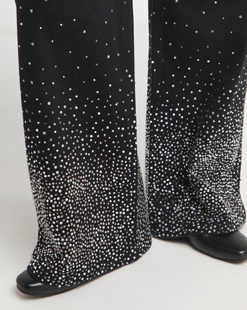 Simply Be X Twisted Wunder Black Embellished Wide Leg Jeans