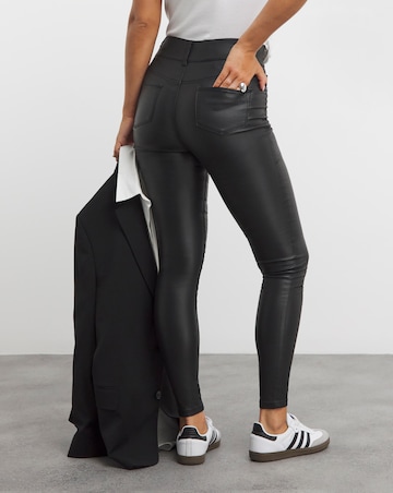 Black Coated Pull On Skinny Jeggings