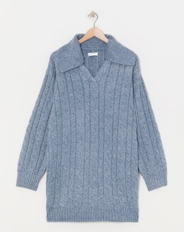 Cable Collar Jumper Dress