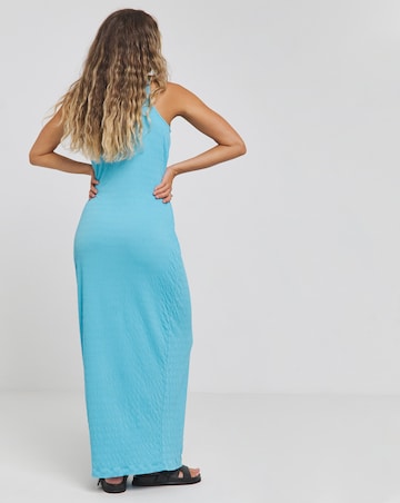 Simply Be Blue Textured Jersey Racer Maxi Dress