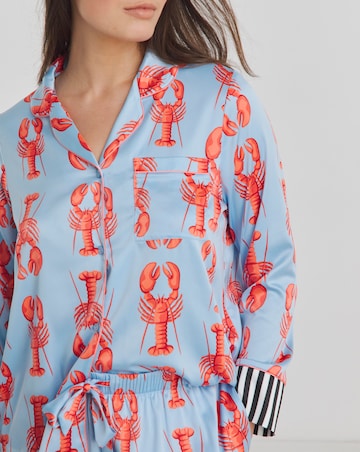 Chelsea Peers Woven Satin Lobster Stripe Pyjama Set