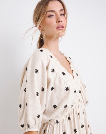 Simply Be Natural Embroidered Blend Midi Dress