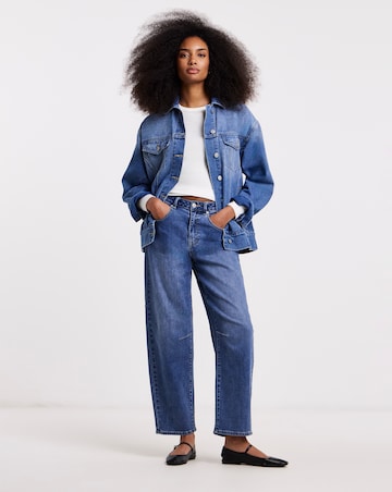 Mid Blue Curved Seam Boyfriend Jacket