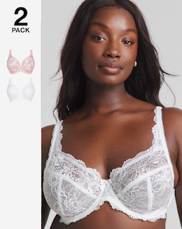 Pretty Secrets (2 Pack) Ella Lace Full Cup Wired Bras (B-J) Blush/White