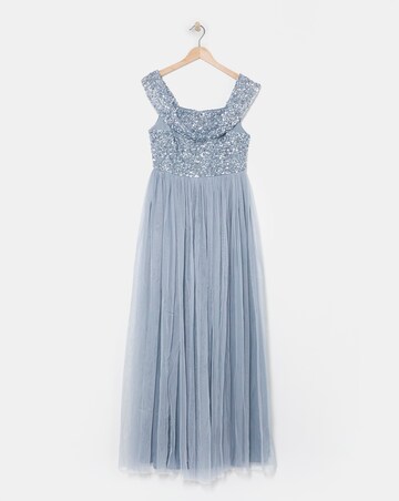 Maya Bardot Sequin Embellishment Tulle Maxi Dress