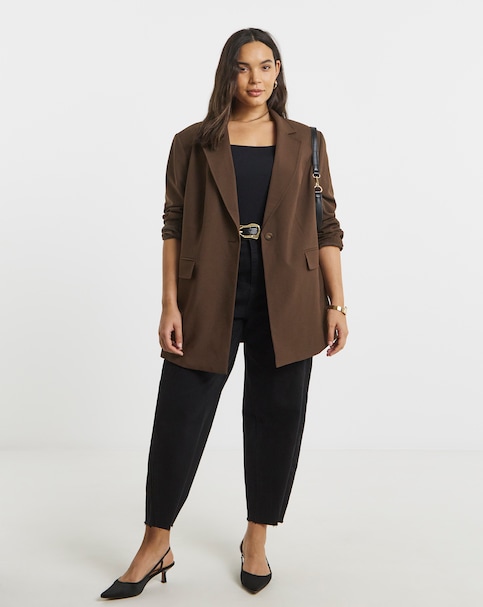Chocolate Oversized Single Breasted Blazer