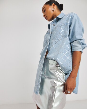 Simply Be X Twisted Wunder Diamante Shacket Co-ord