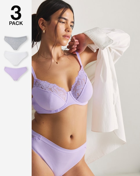Pretty Secrets (3 Pack) Harper Lace Rib Midi Brazilian Knickers