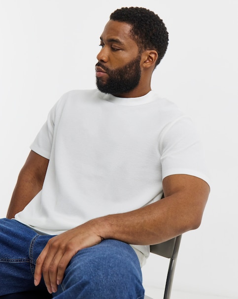 JACK & JONES Leo Textured T-Shirt - Cream
