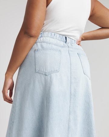 Simply Be Light Wash A Line Maxi Denim Skirt