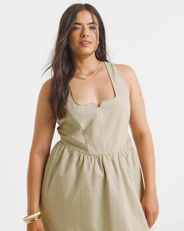 Simply Be Stone Seamed Detail Utility Midi Dress