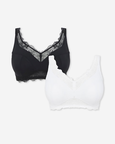 Pretty Secrets (2 Pack) New Ella Full Cup Non Wired Bras (B-G) Black/White