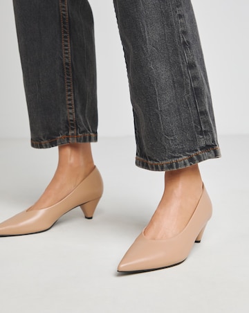 Tanya Low Kitten Heel V Cut Court Shoes - Extra Wide Fit (EEE)