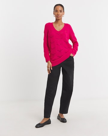 Rasberry V-neck Open Stitch Tunic