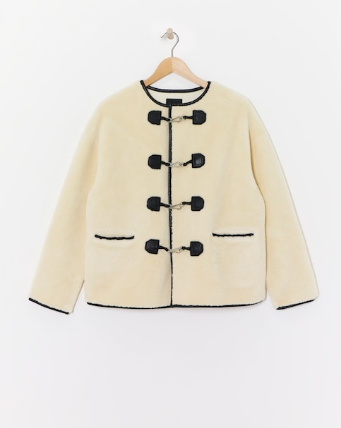 Collarless Duffle Teddy Jacket