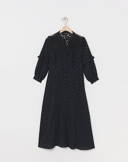 Lace Yoke Frilled Shirt Dress