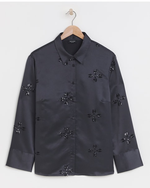 Grey Sequin Spot Shirt