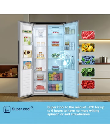 Fridgemaster MS83430ES 80cm American Fridge Freezer - Silver