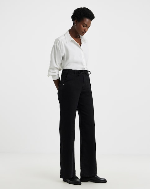 Black Fleece Lined Cosy Wide Leg Jean
