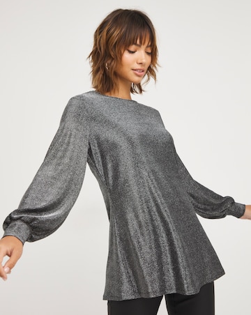 Silver Long Sleeve Cut Out Back Detail Top