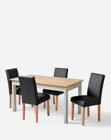 Julipa Ashford Table with 4 Ava Faux Leather Chairs