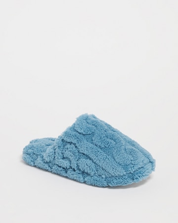 Fluffy Aran Mule Slipper EEE Fit