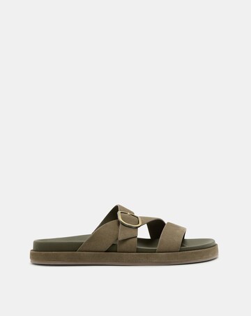 Nobodys Child Green Leather Chunky Suede Sliders - Standard Fit (D)