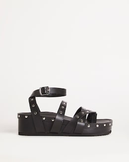 Sasha Studded Strappy Footbed Sandals - Wide Fit (E)