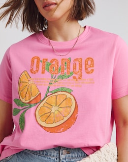 Hot Pink Oranges Slogan T-Shirt