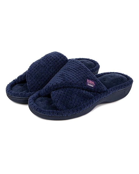 totes Isotoner Womens Popcorn Turnover Open Toe Slippers