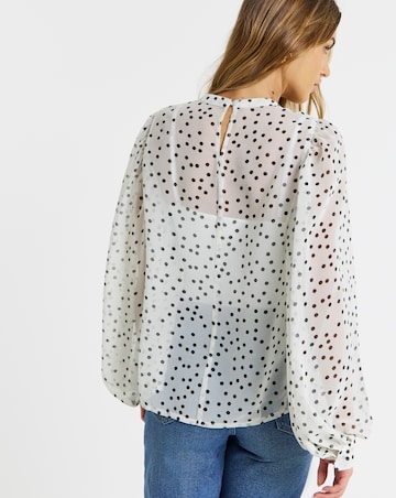 Spot Print Exaggerated Sleeve Blouse