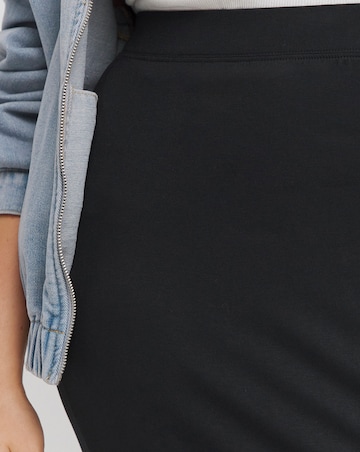 Black Jersey Tube Midi Skirt