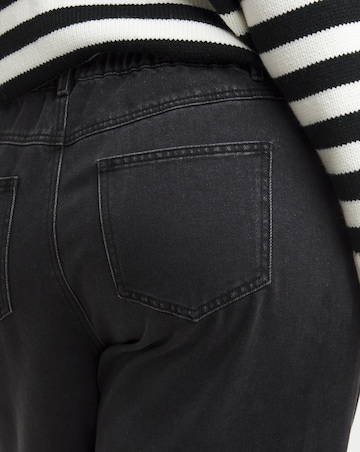 Washed Black Pleat Detail Wide Leg Jeans