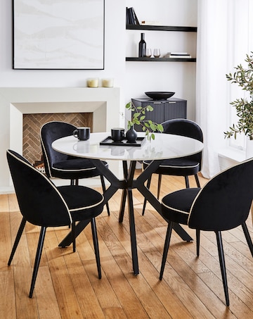 Brock Round Dining Table with 4 Camille Chairs