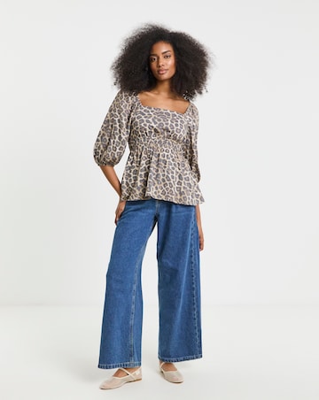 Simply Be Leopard Square Neck Printed Blouse
