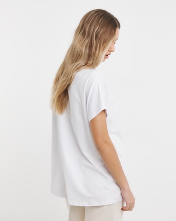 White Slouchy Dip Back Pure Cotton T-Shirt