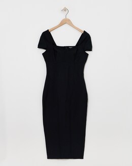 Simply Contour Black Contouring Seam Stretch Bandage Midi Dress