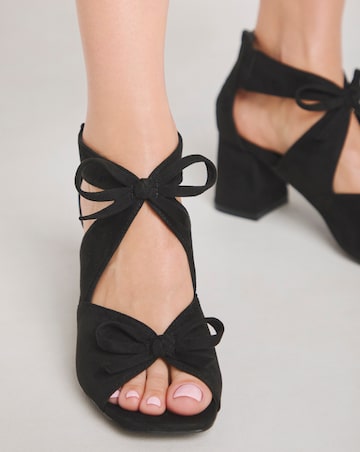 Dali Double Bow Block Heel Shoe Boots - Wide Fit (E)