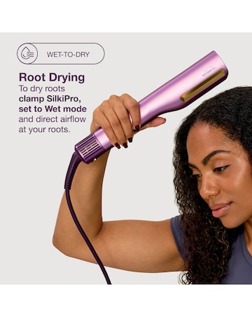 Shark SilkiPro Straight Hair Straightener + Dryer in One Tool HT401UKPU Purple