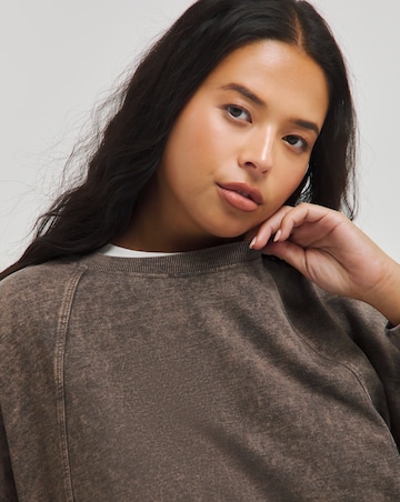 Chocolate Acid Wash Seam Detail Sweatshirt