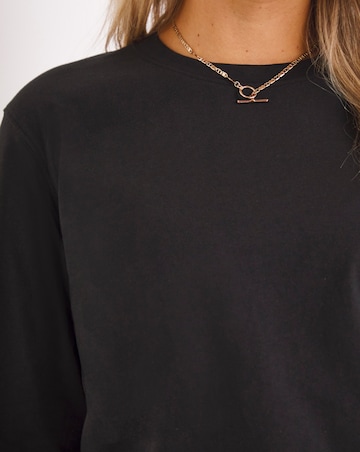 Black Basic Crew Neck Long Sleeve Jersey T-Shirt