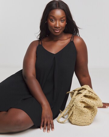 Beach to Beach Black Strappy Mini Beach Dress