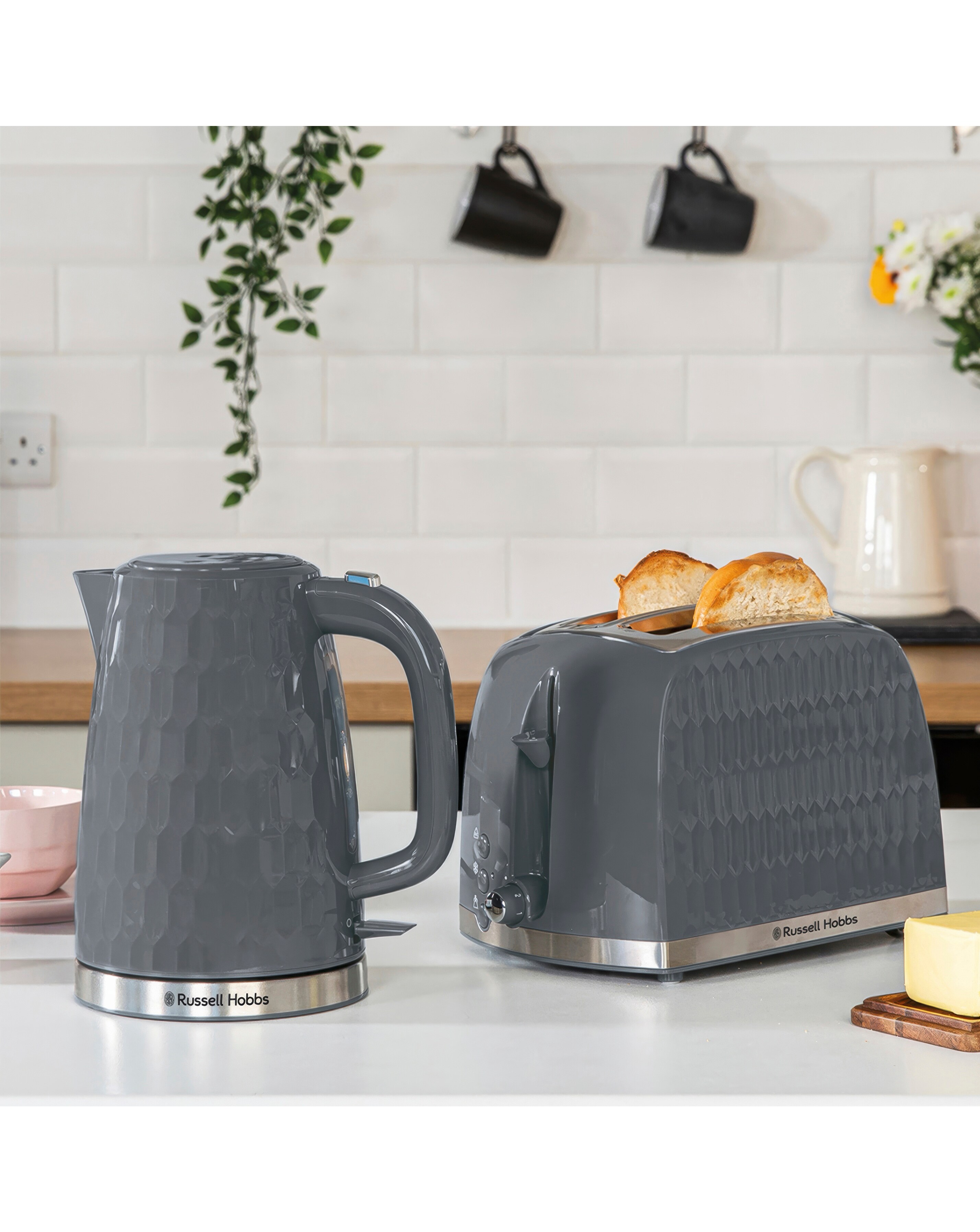 Microwave Toaster Russell Hobbs Black And Grey Kettle And Toaster