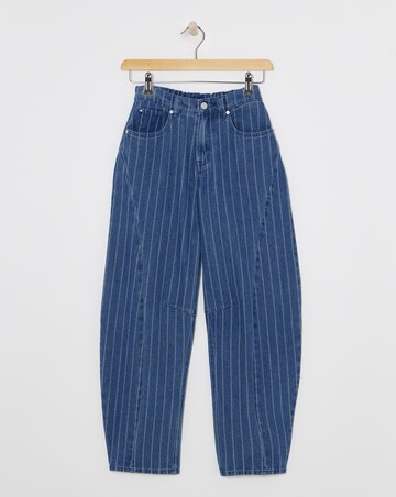 Simply Be Dark Blue Jacquard Stripe Barrel Leg Jean Co Ord